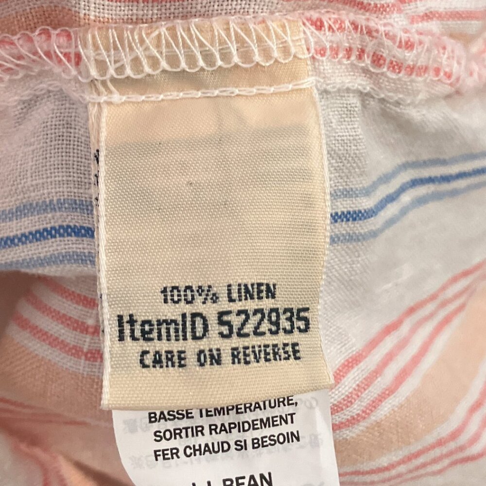 L.L. Bean Women's Medium M‎ Premium Washable Linen Splitneck Stripe Shirt Top - Picture 5 of 5